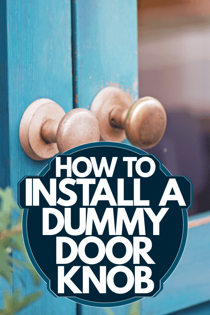 A blue painted double door with two dummy door knobs, How To Install A Dummy Door Knob