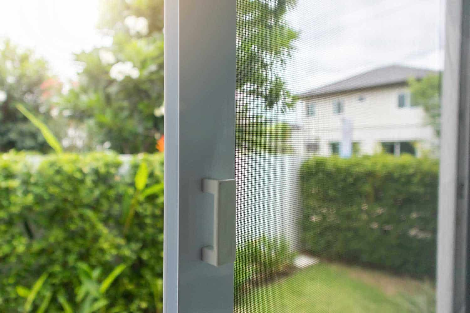 Mosquito net wire screen on house door