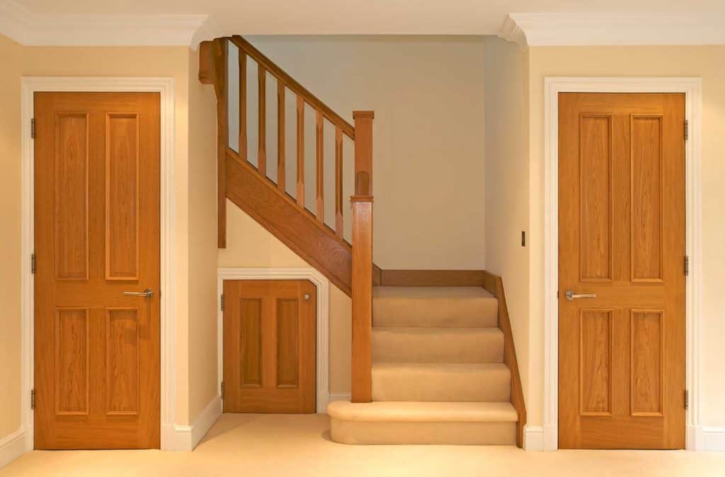 A beautifully designed and finished oak staircase and doors in a luxury new home