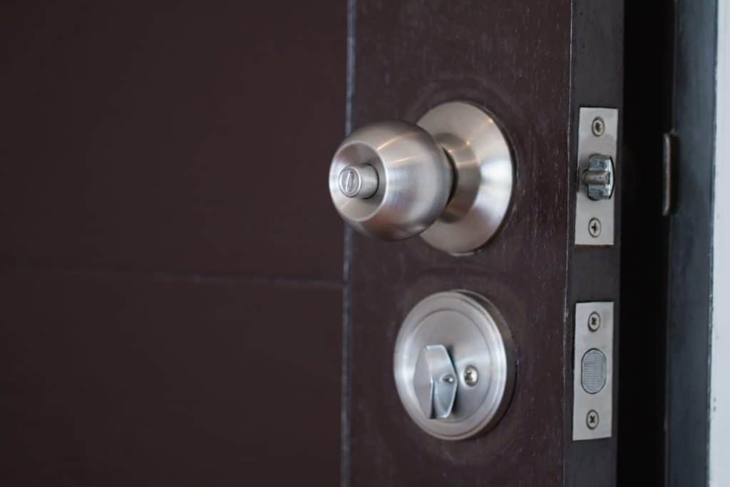A stainless steel door knob