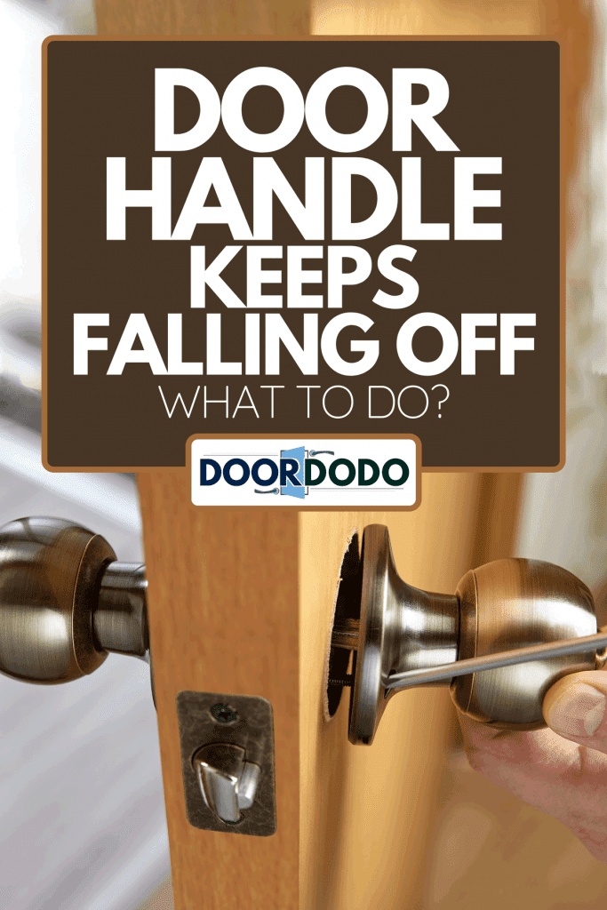 A locksmith fixes door handle rose with screw, Door Handle Keeps Falling Off - What To Do?