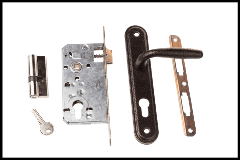 Door lock element with key, key mechanism and door handle, isolated on white. How To Remove A Strike Plate From A Door