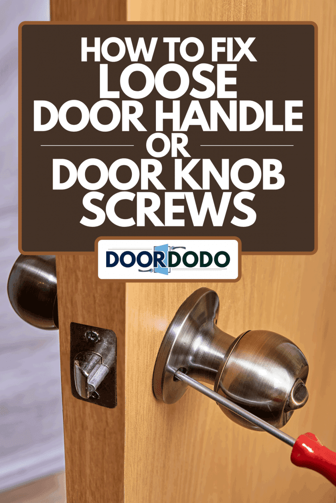 Adjusting screw of a bronze spherical door handle in an interior door, How To Fix Loose Door Handle Or Door Knob Screws