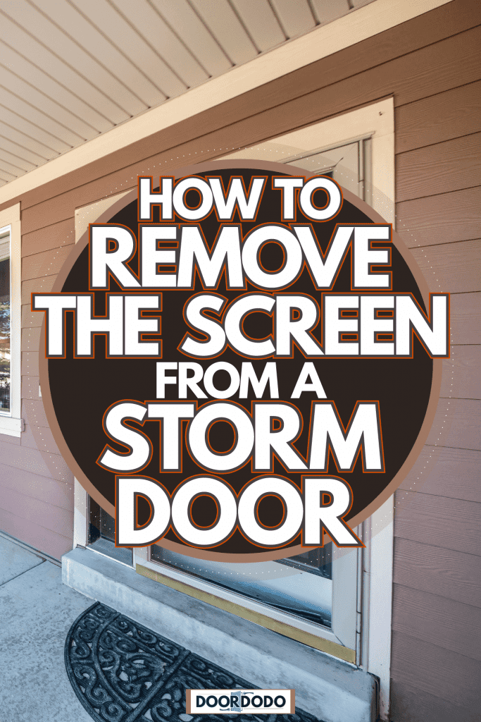 A huge black pivot door with a huge glass storm door with magenta painted sidings, How To Remove The Screen From A Storm Door