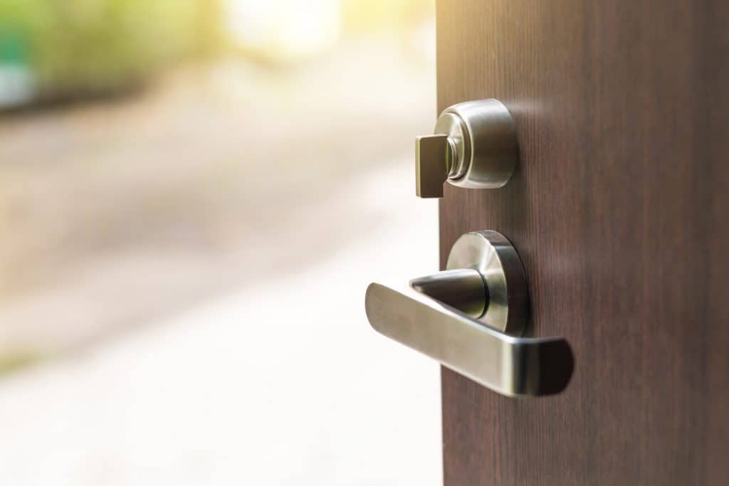 Modern door and door knob close up