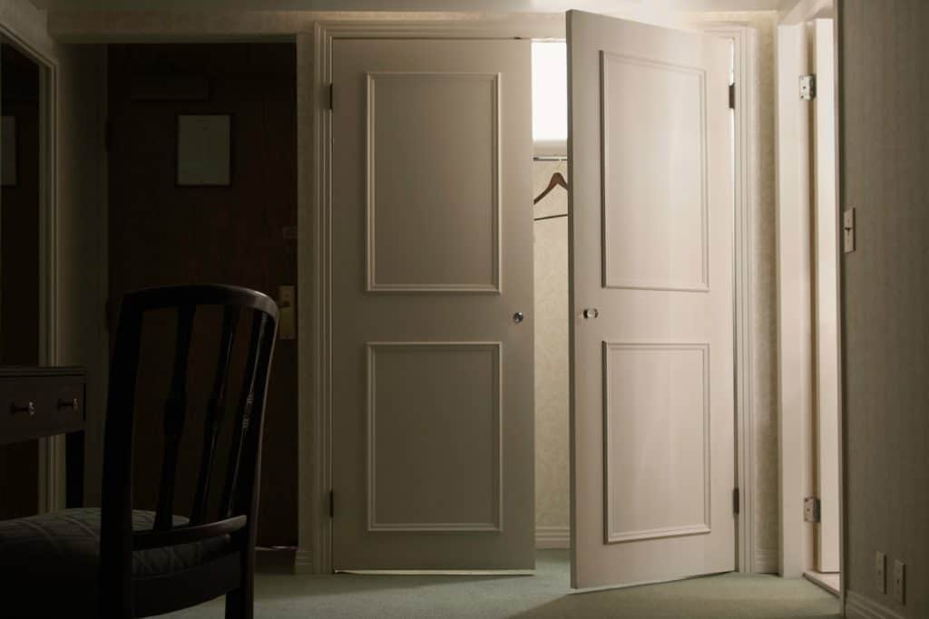 Hotel closet with slightly open doorrelated images