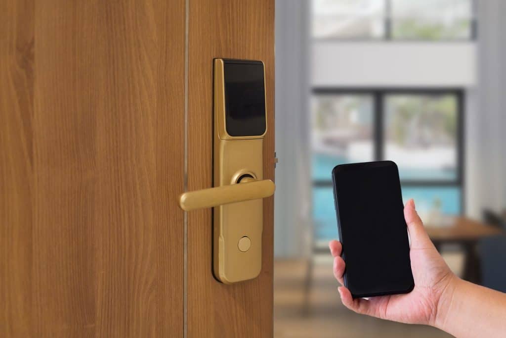 Hotel door security Unlocking by application on mobile phone.